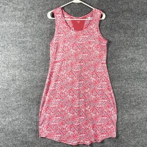 Columbia Pink White Printed Long Sleeve-Look Tank Dress